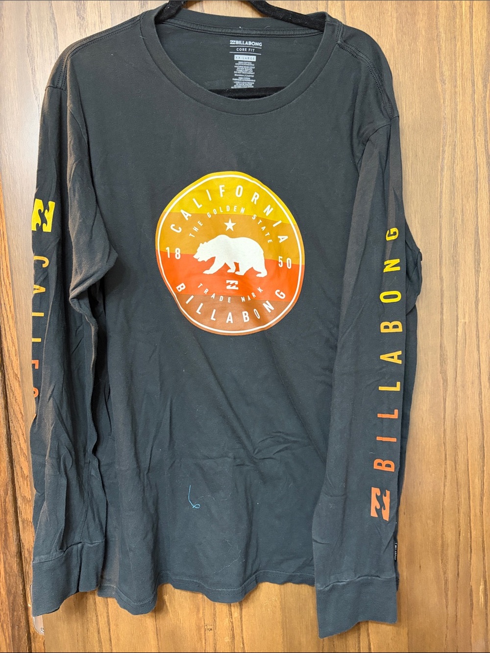 Billabong Black Long-Sleeve Tee with Yellow & Orange California Crest